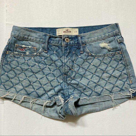 Hollister | Distressed Jean Shorts w/rhinestones - Picture 2 of 5